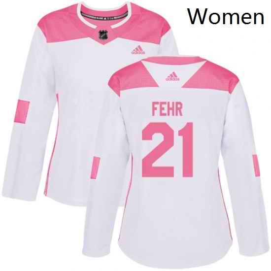 Womens Adidas Minnesota Wild 21 Eric Fehr Authentic White Pink Fashion NHL Jersey